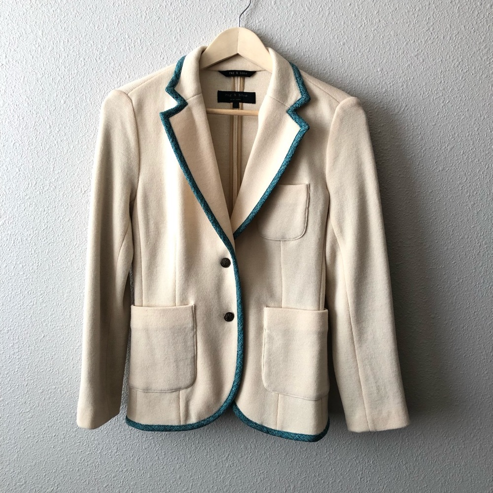 Rag & Bone Marino Wool Cream Knit Blazer
